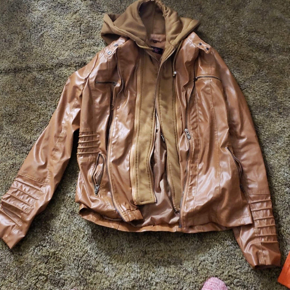 Leather Hoodie Jacket